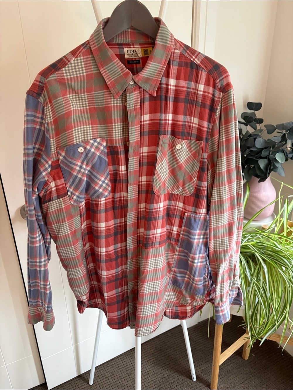 Polo by Ralph Lauren Red and Blue Plaid Button-Down Shirt